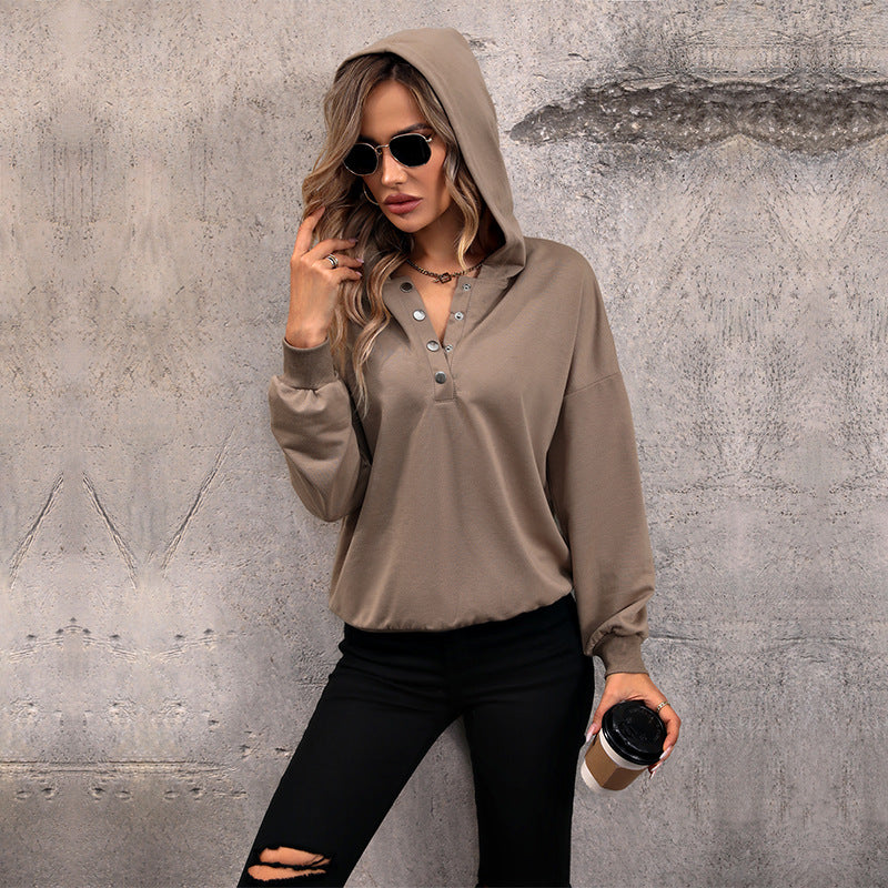 Autumn New Women's Solid Color Long-Sleeved Hoodie Women