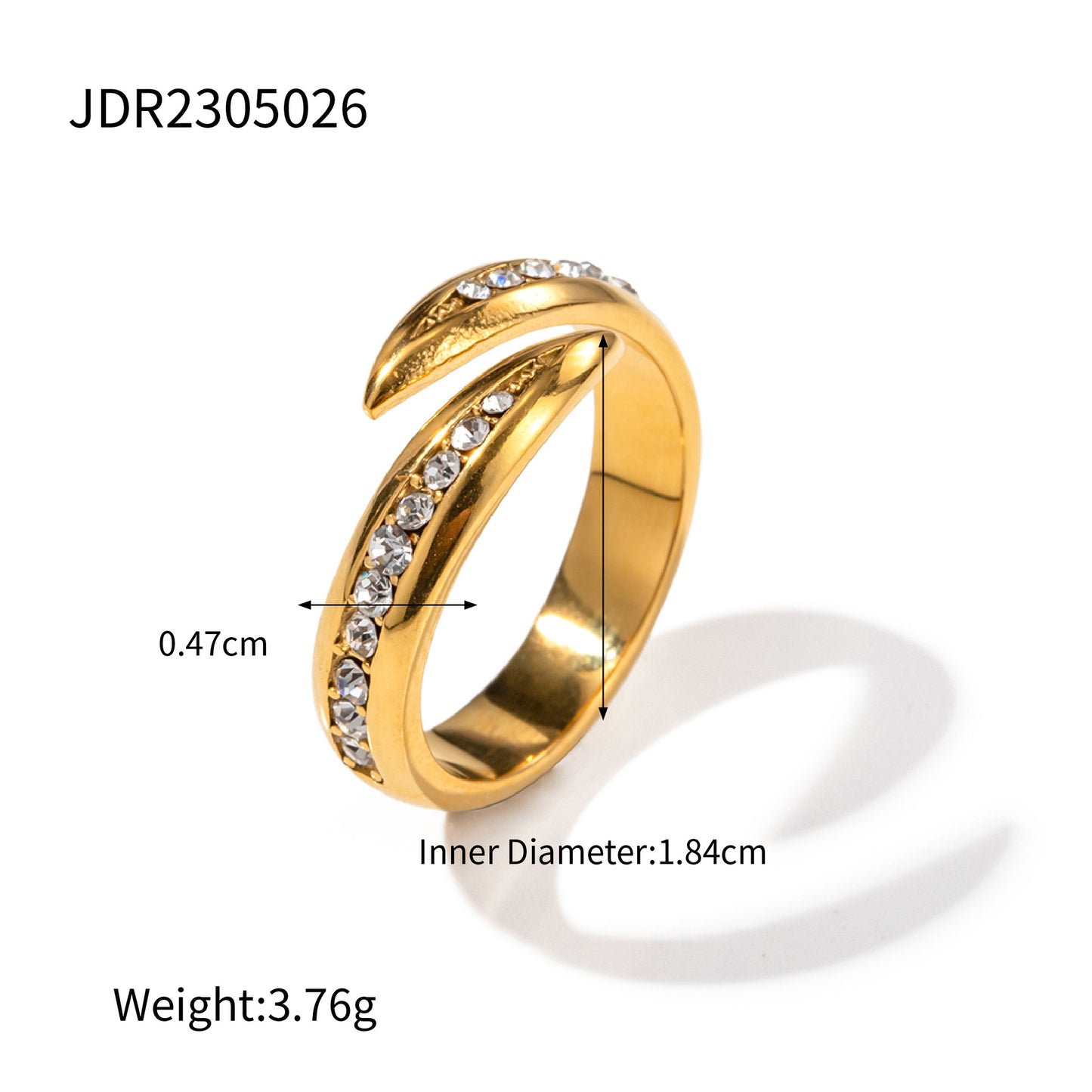 5pcs High Design 18-Karat Gold Set With White Diamond Open Ring For Ladies With All-Color Hand Jewelry