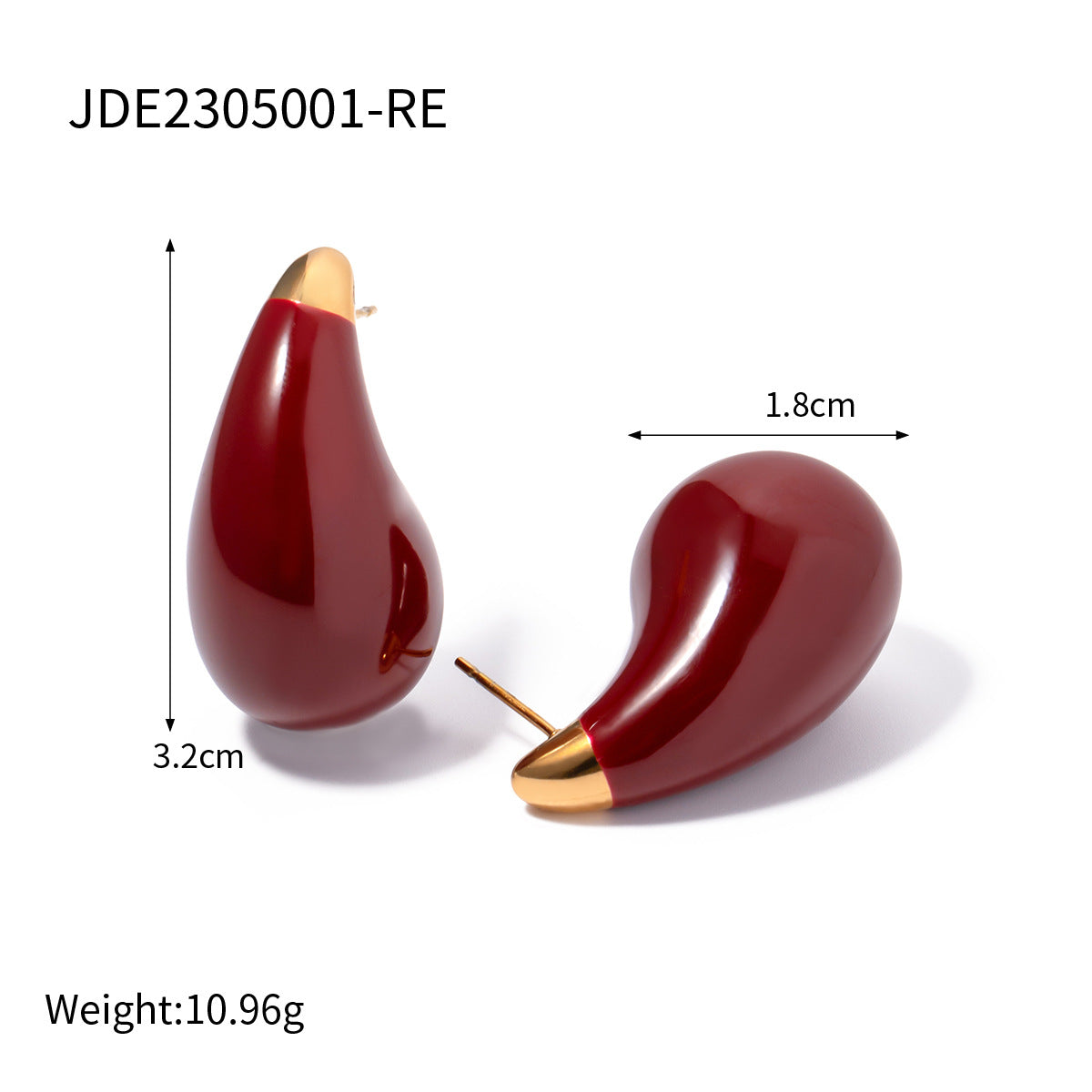 5pcs Premium Design Red Drop Oil - Stainless Steel Drop Exaggerated Earrings Women's Fashion Niche Earrings