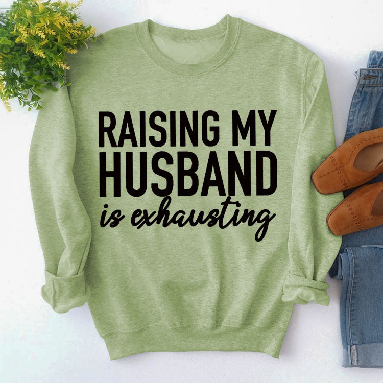 Turtleneck Top With Long Sleeves Raising My Husband's Printed Loose Hoodie