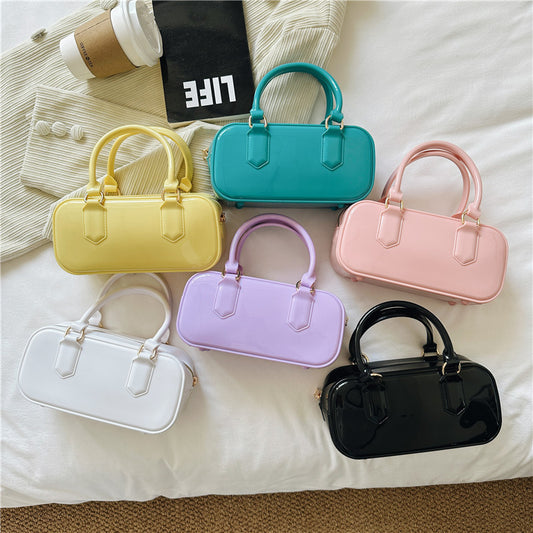 New Pvc Plastic Candy Color Pillow Bag Single Shoulder Crossbody Portable Fashion Large Capacity Women's Bag