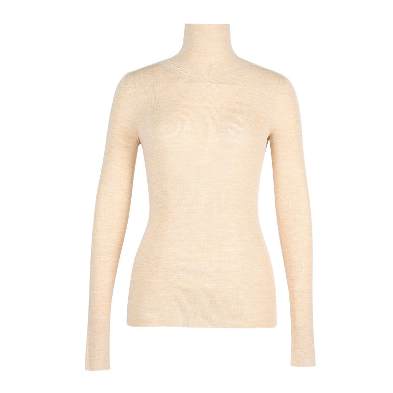 Soft Waxy Ultra Fine 18-Stitch Woolen Sweater New Seamless All-Wool Base Sweater All-Match Knitwear Women