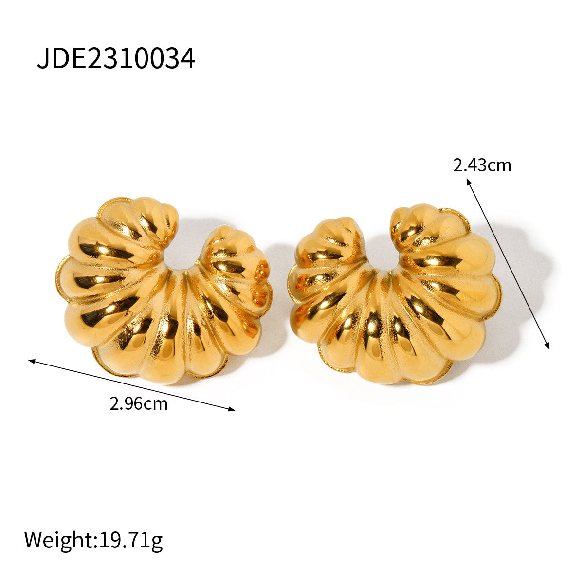 5pcs 18K Gold Stainless Steel Croissant Earrings Stainless Steel Jewelry Fashion Personality Ladies