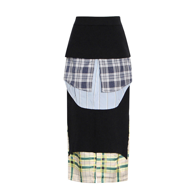 Spring New Fashion Temperament Niche Design Skirt Multi-Layer Patchwork Pattern Matching Mid-Length Skirt