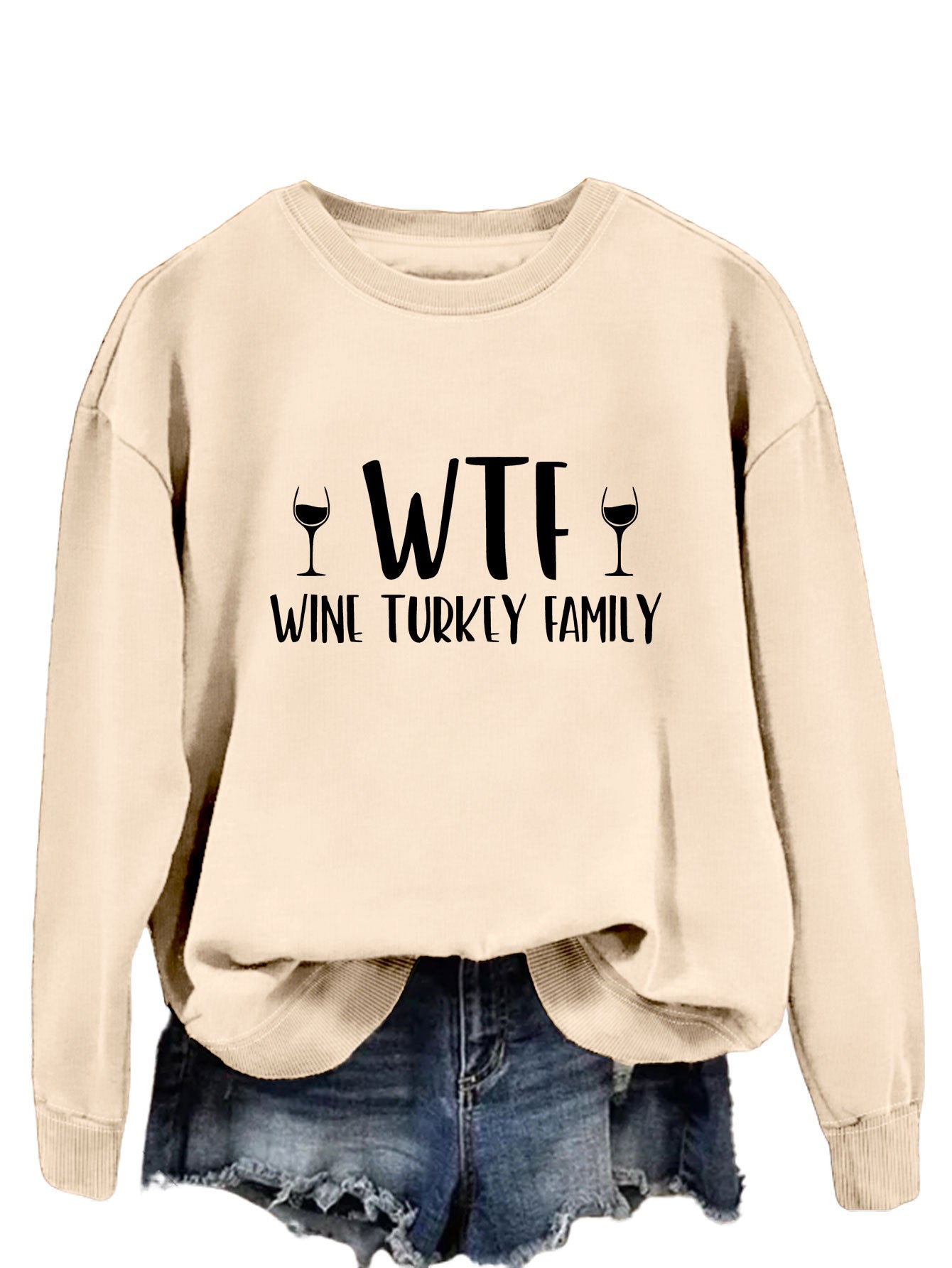 New Autumn And Winter Wtf Wine Turkey Family Hoodie Fashion Women's Long Sleeve Shirt