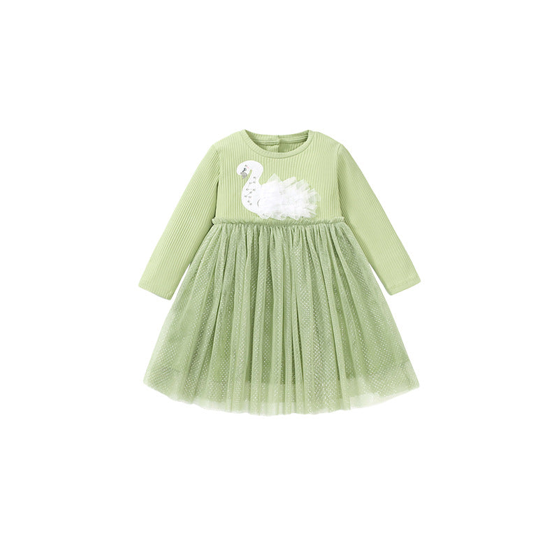 Long Sleeve Mesh Girls' Dress Fall Children's Dress Family Children's Dress