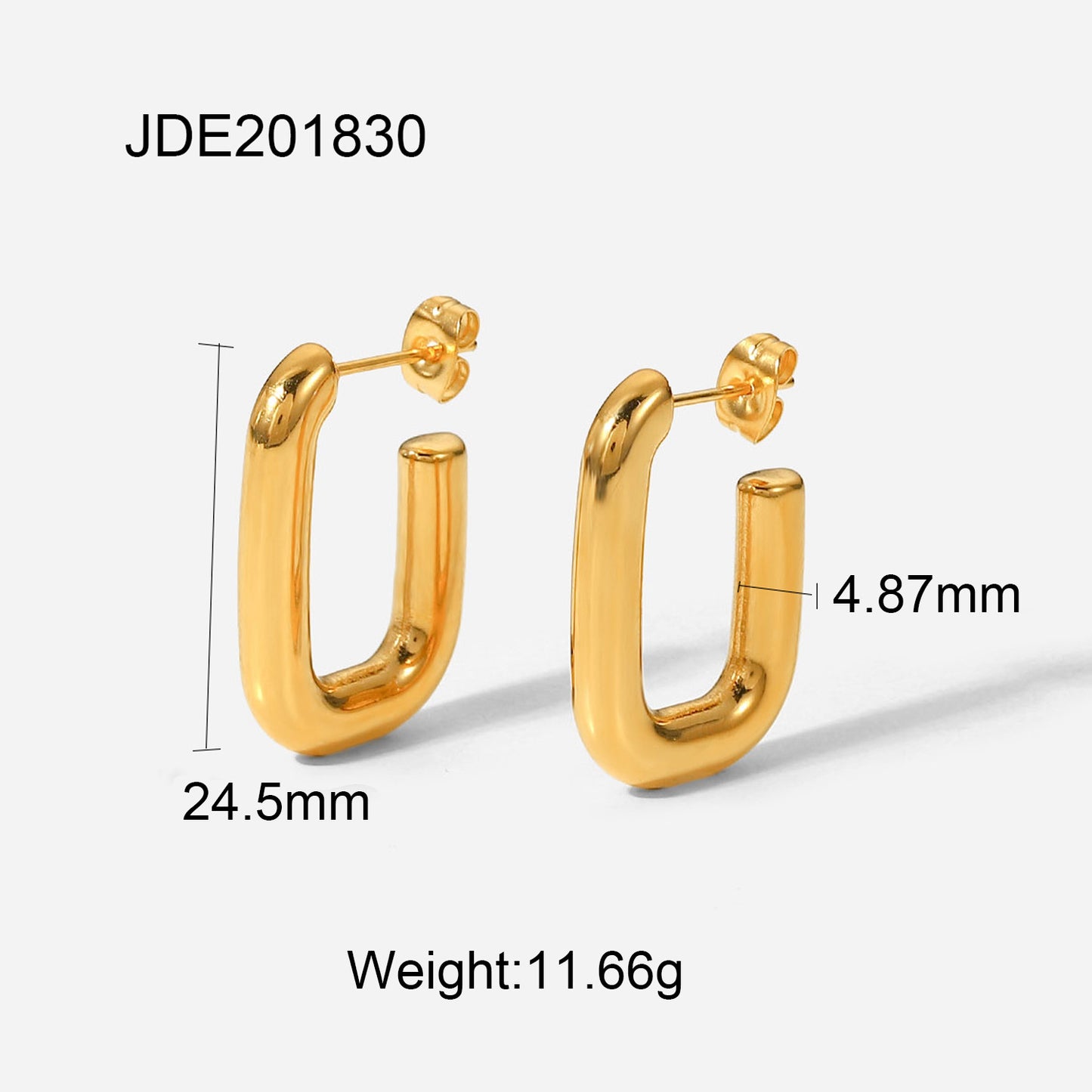 5pcs Fashion Simple With Titanium Steel Earrings Stud 18K Gold Stainless Steel Geometric Earrings Jewelry Women