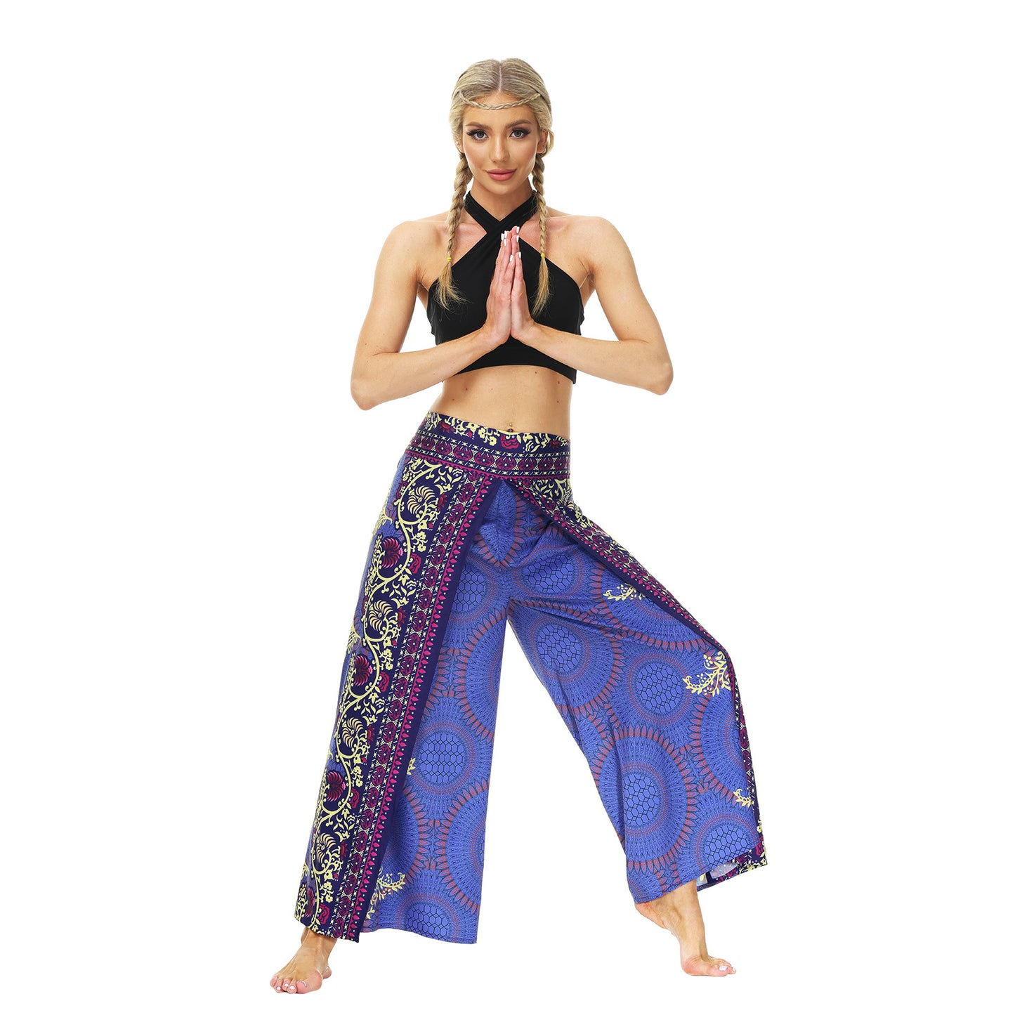 Digital Print Split Slacks Slacks Slacks Sports Yoga Pants Women's High-Waisted Wide-Leg Pants