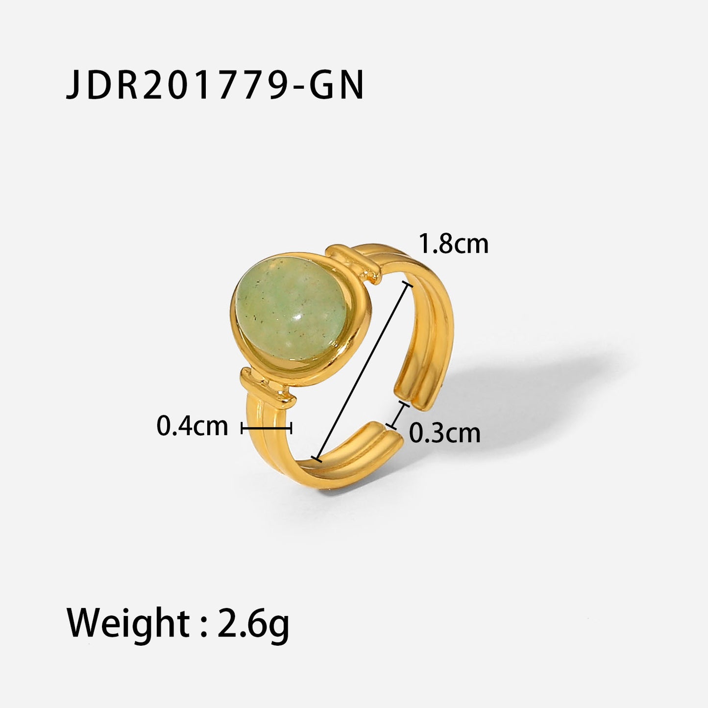 5pcs Jewelry 18K Gold Stainless Steel Inlaid Green Zircon Ring Ladies Fashion All-Match Ring