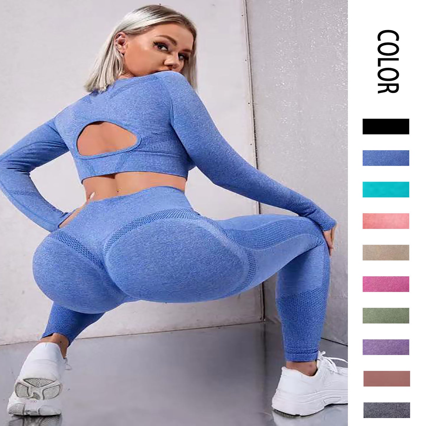 Seamless Peach Tight Hip Lift Yoga Suit Sports Running Fitness Suit Two-Piece Women