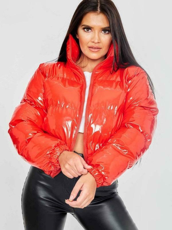 Autumn And Winter Cotton-Padded Jacket Bright Metal Short Women's Cotton-Padded Jacket