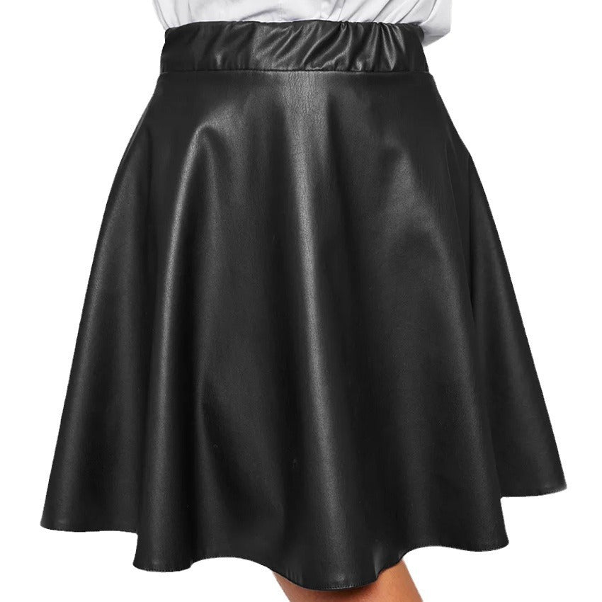 Black Temperament High-Waisted Commuter Leather Skirt Wildberries Hot Spring And Summer Fashion Women's Short Skirts