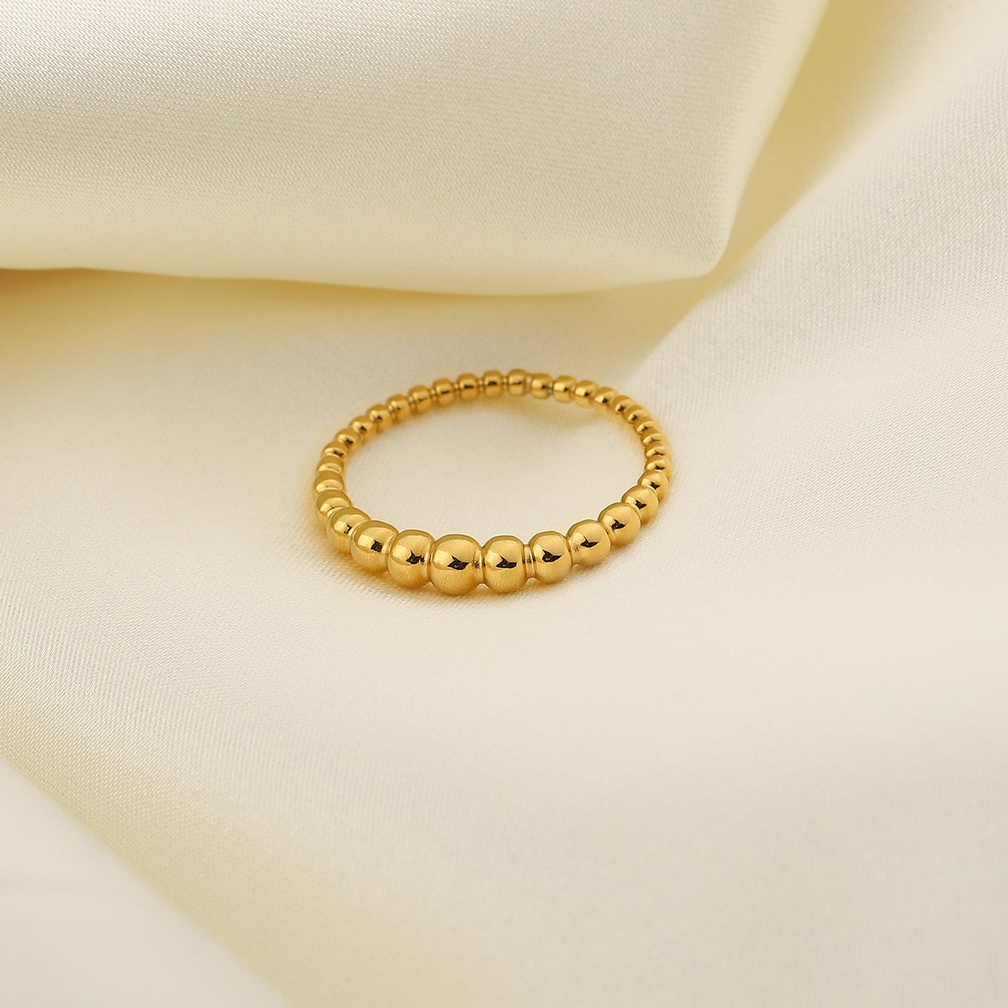 5pcs Chic Small Polka Dot Mini Ring 18K Gold Ip Plated Stainless Steel Wedding Ring Exquisite Ring