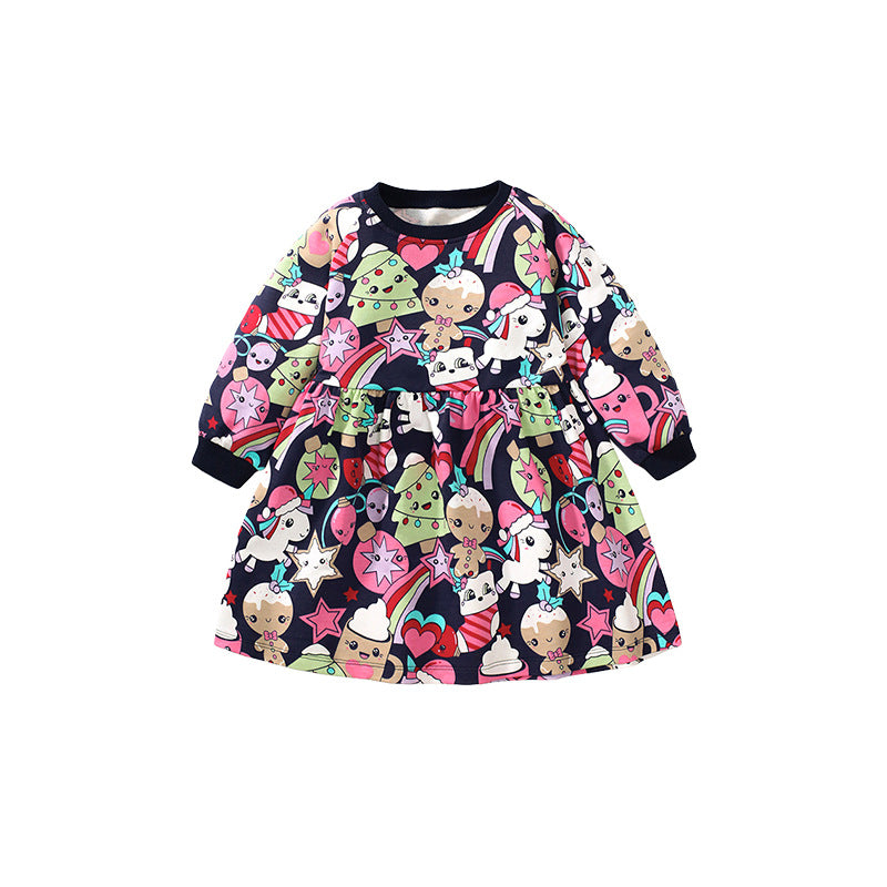 Autumn Long-Sleeved Girls' Dress Pure Cotton Watermark Children's Dress Children's Dress