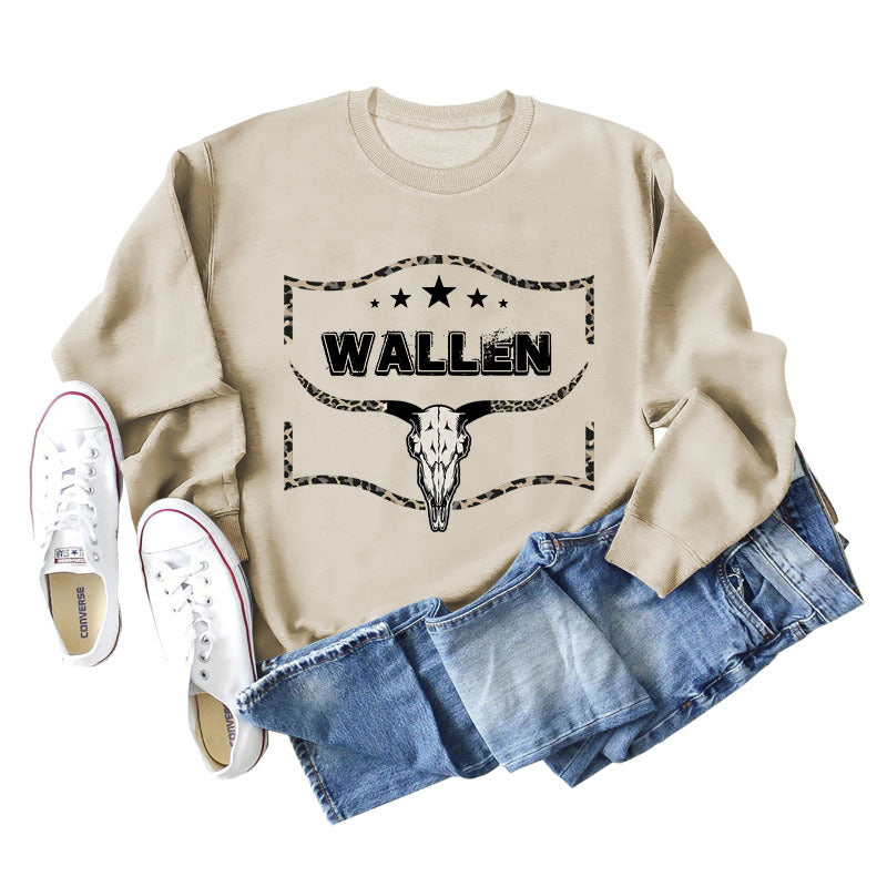 Wallen Cowhide Leopard Print Letters Fashion Baggy Long Sleeve Ebay Plus Size Hoodie