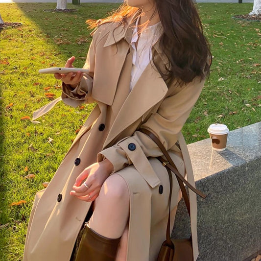 Trench Coat Female Spring And Autumn New Fashion In The Long Small British Style High-Grade Sense Of Temperament Coat