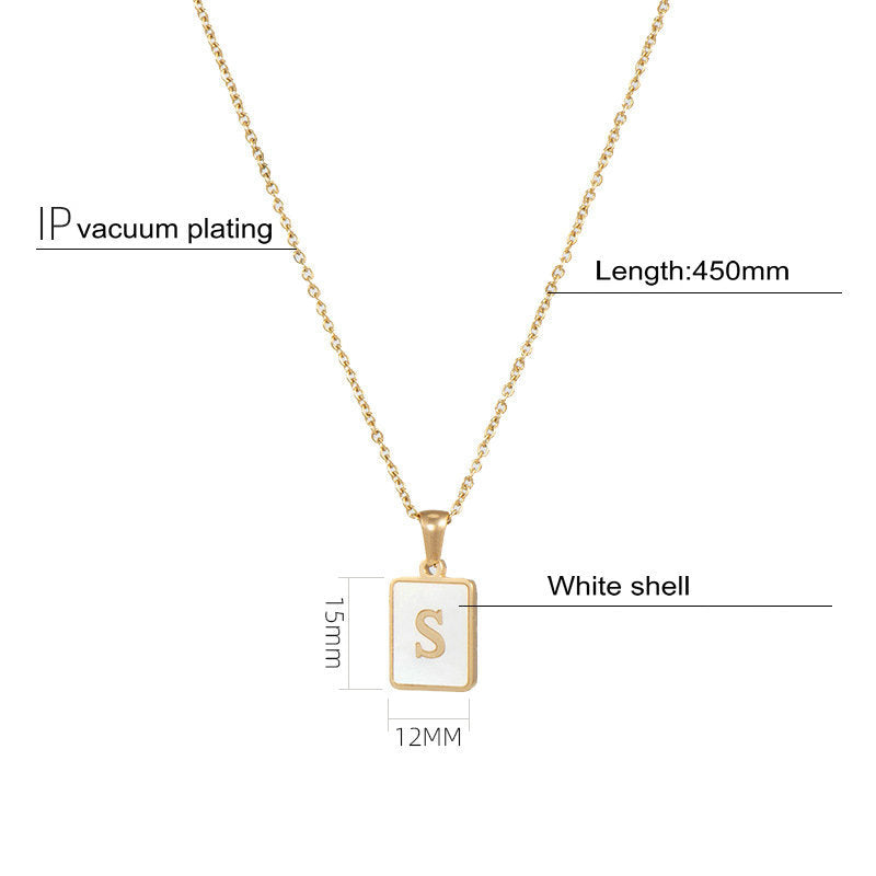 5pcs 18K Gold Stainless Steel Letter A-Z Necklace Ornament White Shell Letter Pendant Necklace For Women