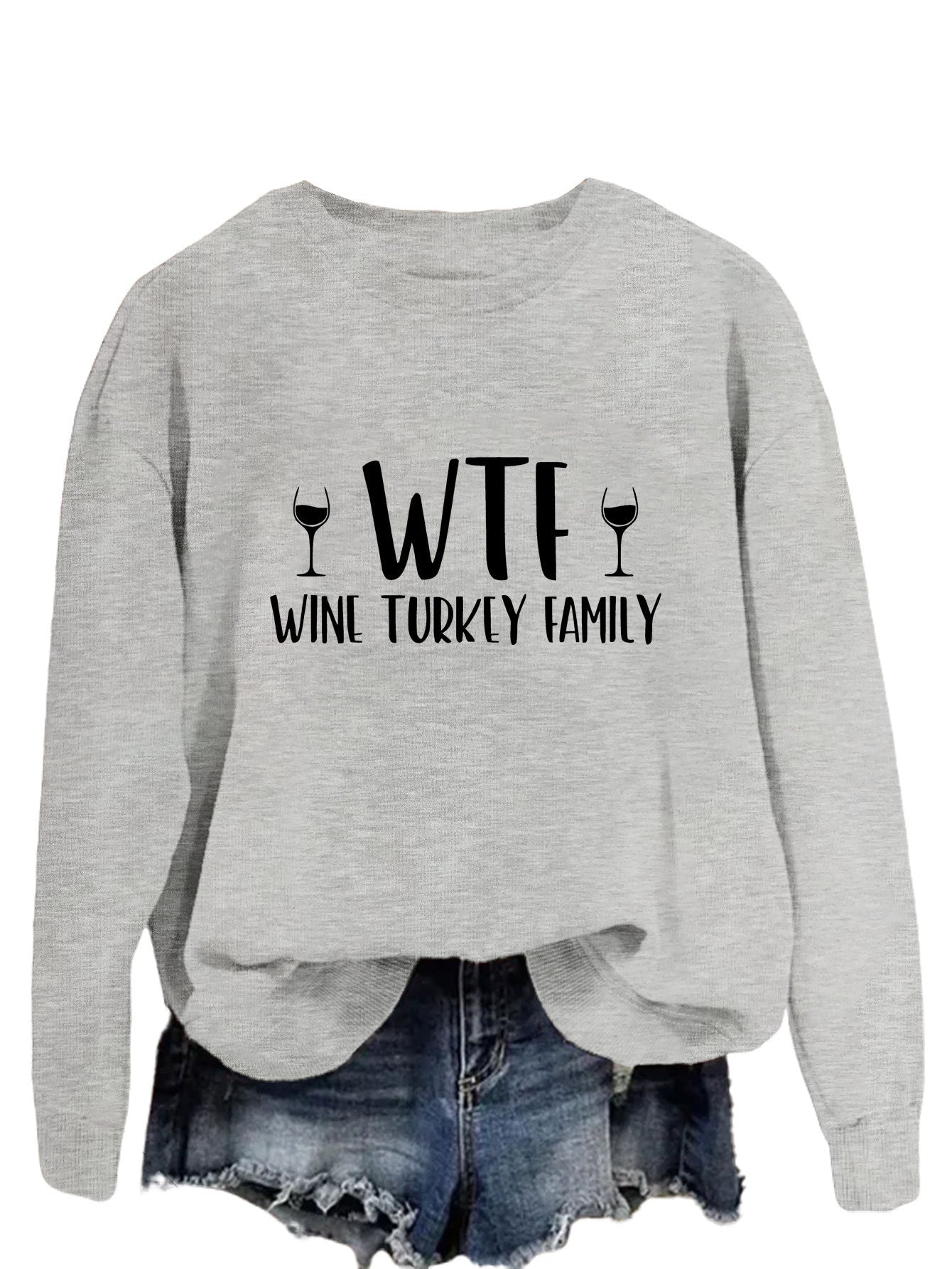 New Autumn And Winter Wtf Wine Turkey Family Hoodie Fashion Women's Long Sleeve Shirt