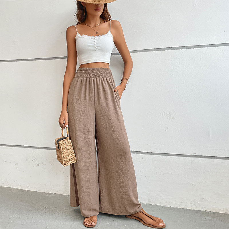 Women's New Summer New Solid Color Flared Wide-Leg Pants