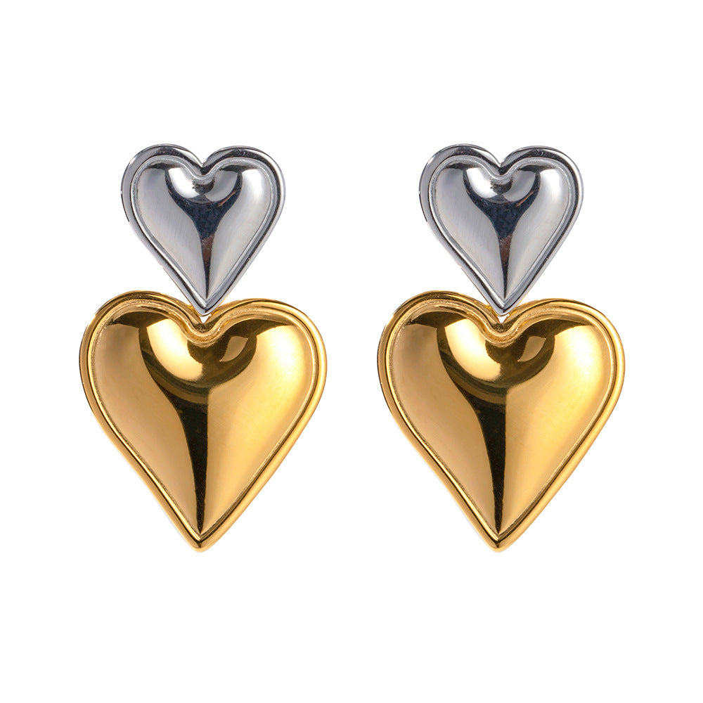 5pcs New 18K Gold Stainless Steel Love Gold And Silver Matching Earrings Stainless Steel Earrings For Women