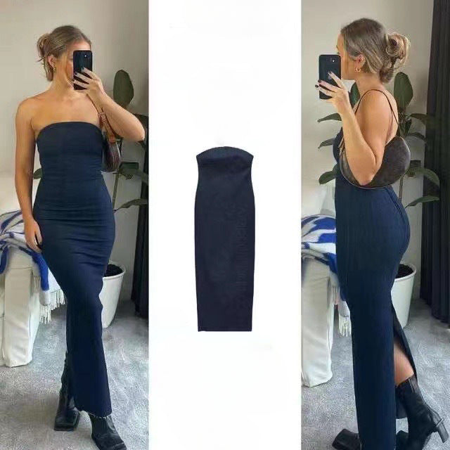 Wind Spring Summer New Rear Zipper Denim Wrap Dress For Women