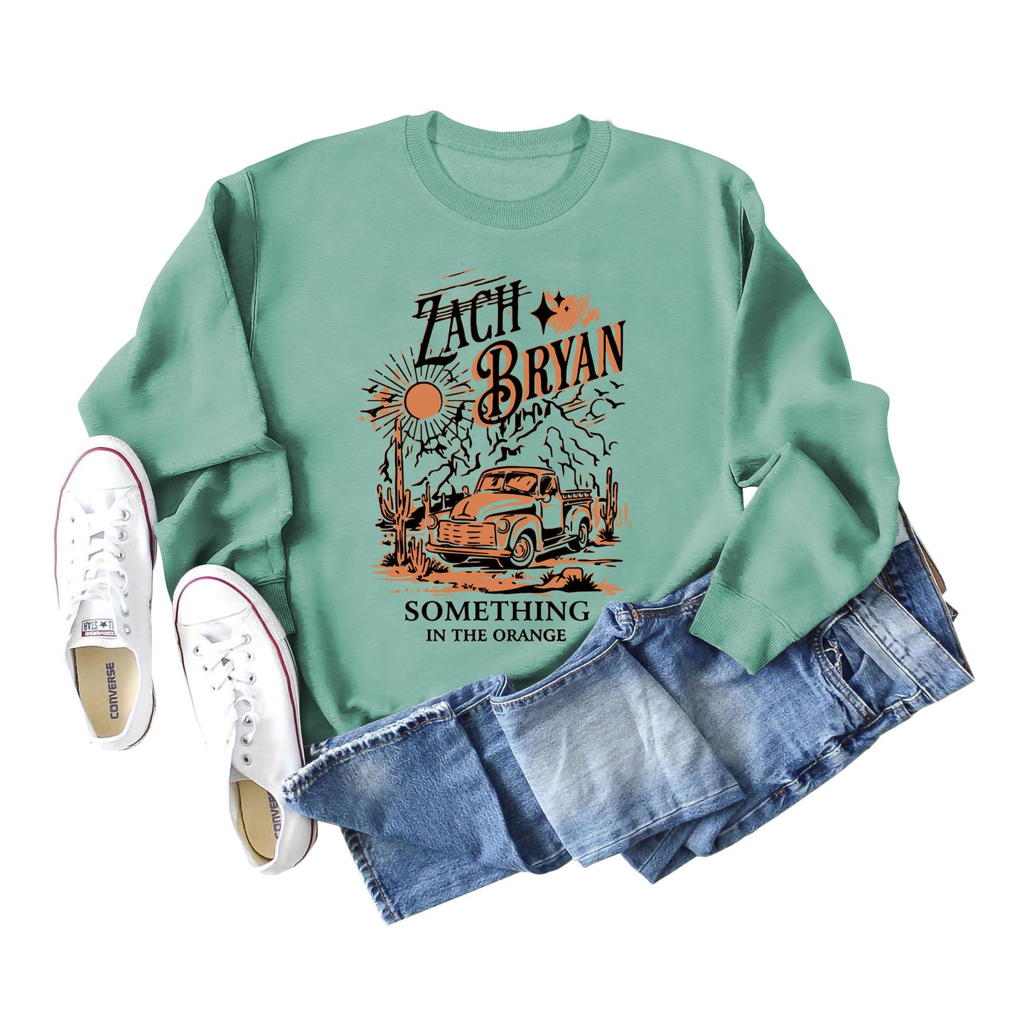 Zach Bryan Something Letter Sun Casual Long Sleeved Hoodie Woman