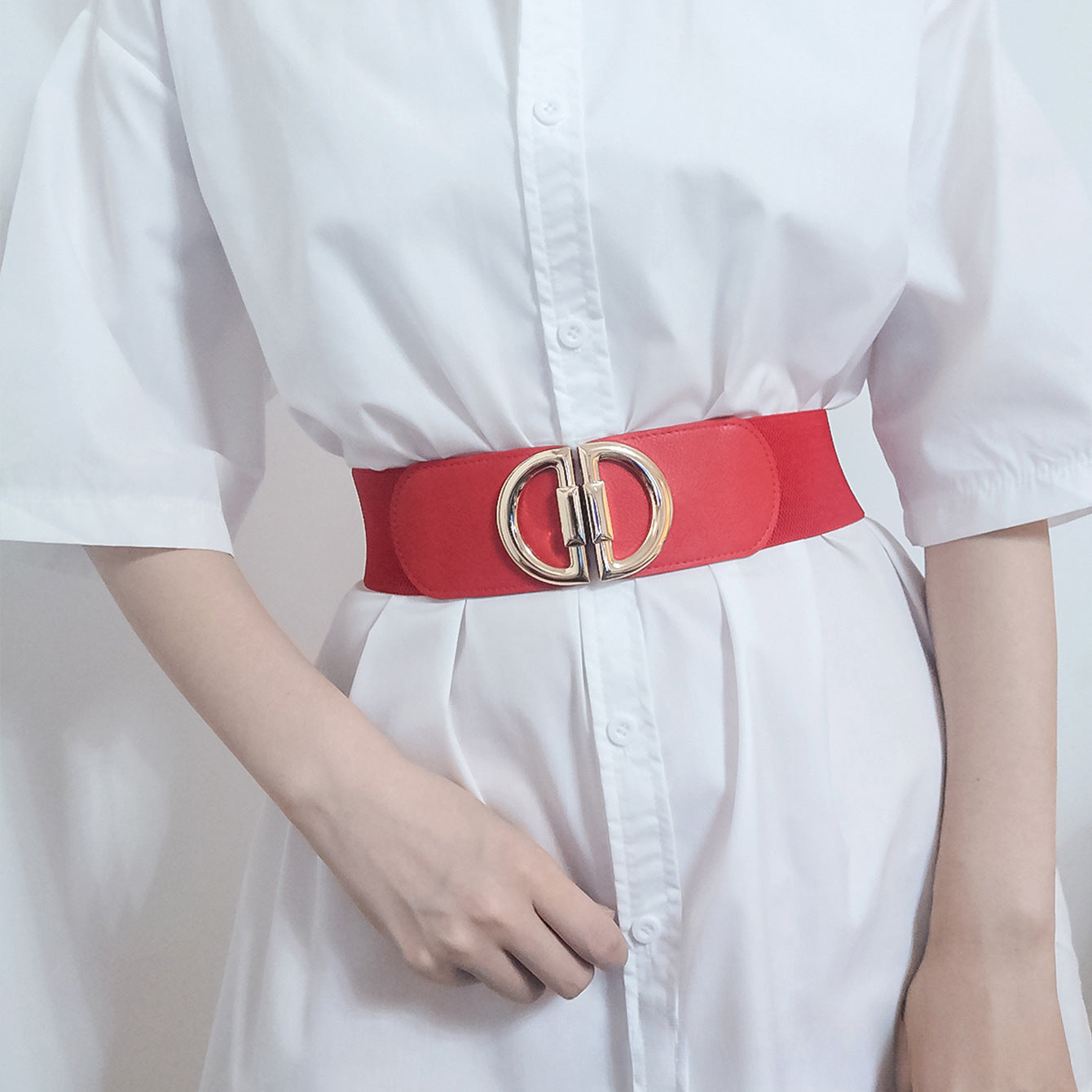 5 pcs Elastic Belt Women Wide Waist Cover Simple With Dress Decoration Belt Waist Elastic Buckle Retro