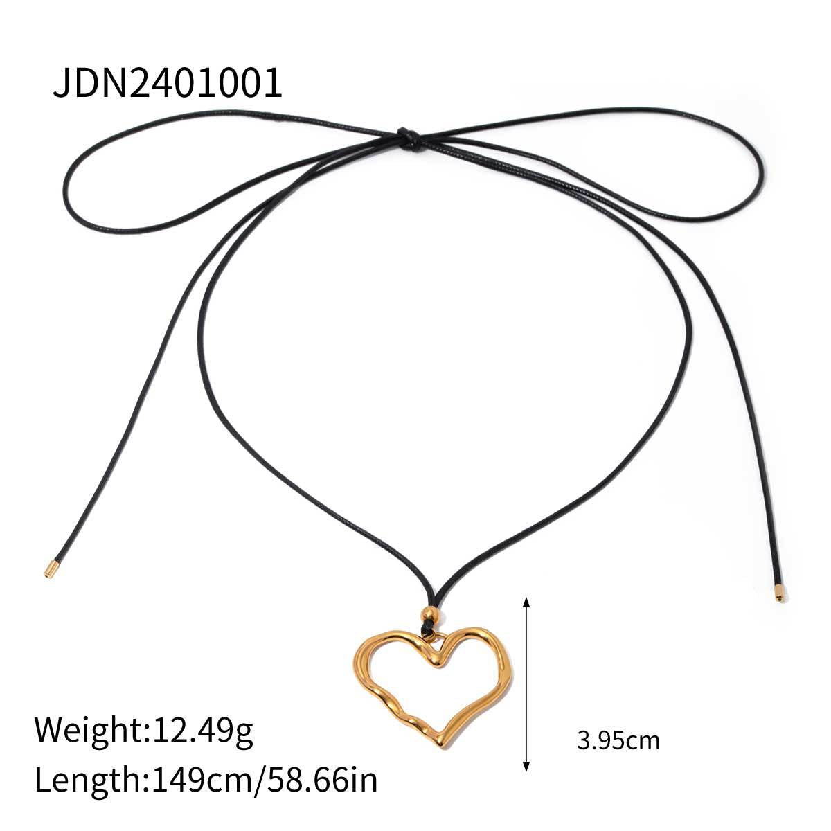 5pcs 18K Gold Stainless Steel Wax Rope Pleated Line Love Pendant Necklace