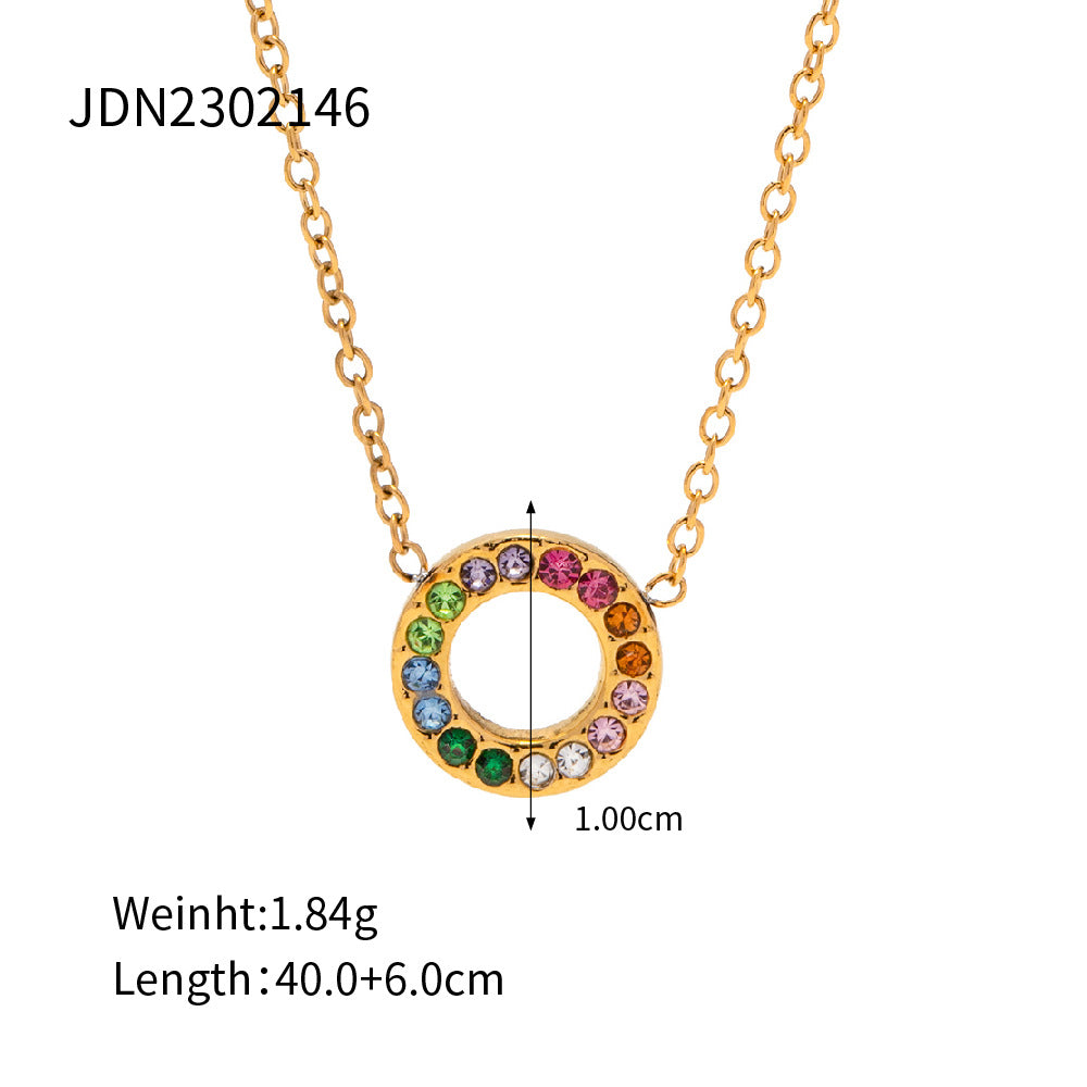 5pcs 18K Gold Multicolor Zircon Inlaid Circle Earrings Do Not Fade Color Advanced Design Sense Earrings