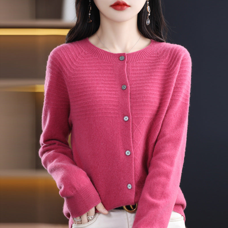 Seamless 100 Wool Cardigan Women's New Spring Sweater Women Seamless Integrated Cashmere Sweater Knit Coat