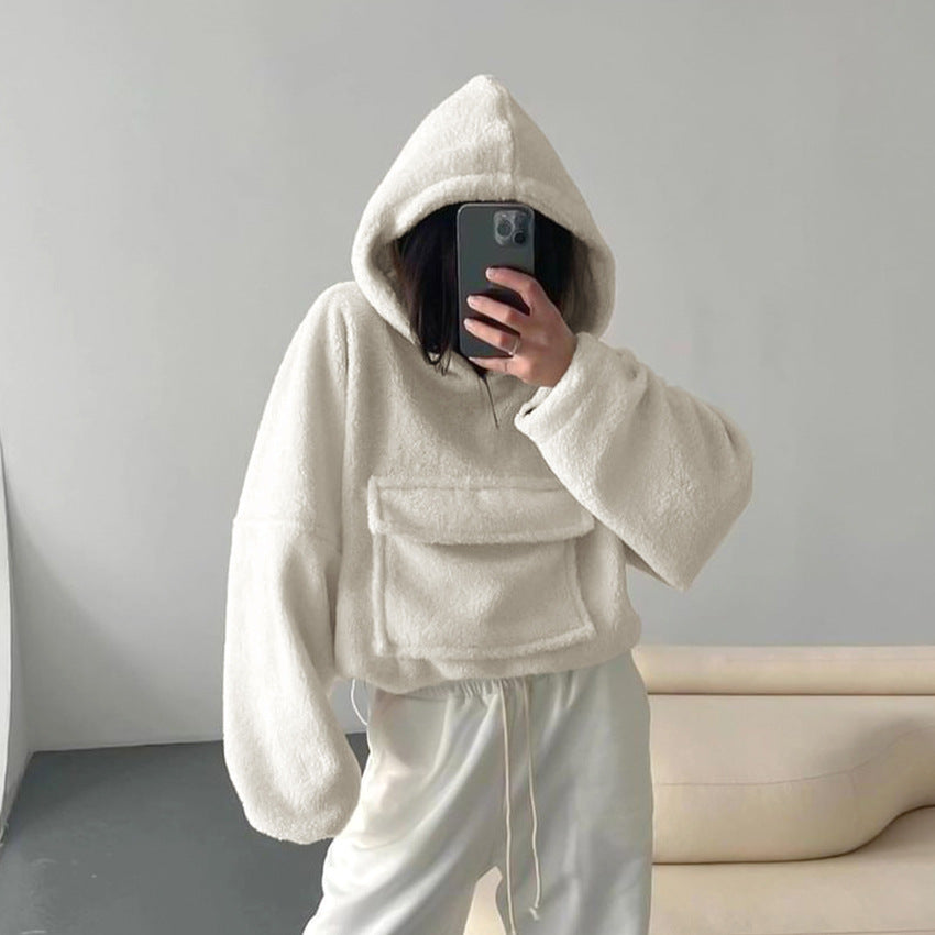 Knit Cashmere Fashion Lazy Hooded Long-Sleeved Hoodie Autumn Warm Everything With Small Cashmere Sweater Women's Wear