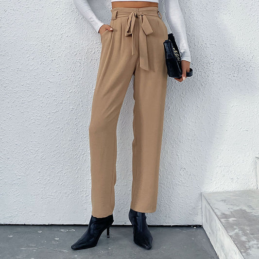 New Spring And Autumn Pants Commuter Style Women's Pants Lace-Up Pants