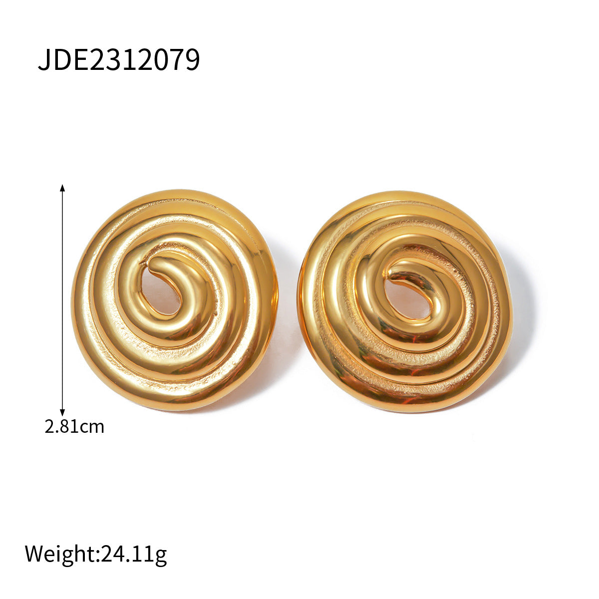 5pcs 18K Gold Stainless Steel Thread Circle Disc Earrings Mosquito-Repellent Gold Plated Large Earrings Earrings