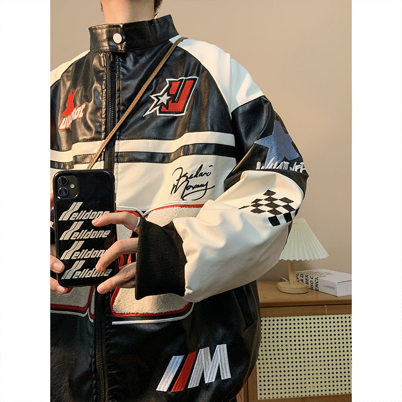 Male Spring And Autumn Street Pilot Motorcycle Suit Hiphop Loose Large Size Plankton Handsome Shirt Jacket