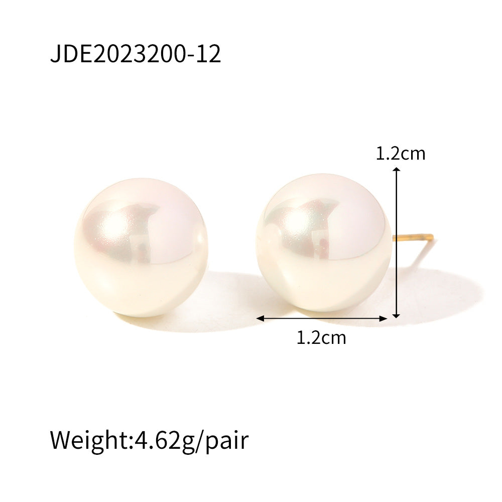 5pcs Gold Vintage Brushed Round Ball Earrings Niche Design Sense Of High-Grade Earrings Women's New Pearl Earrings