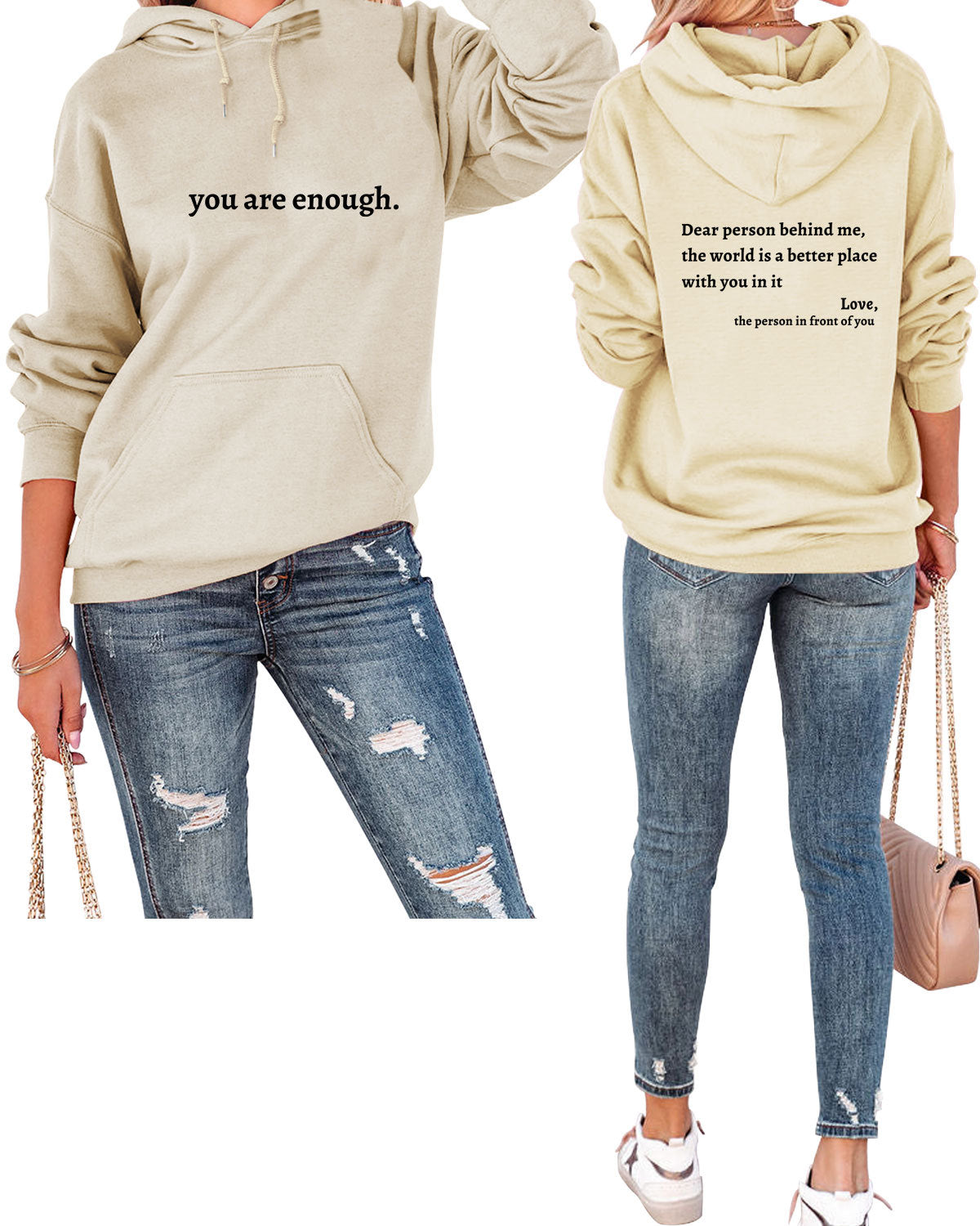 Dear Person Behind Me Simple Letter Print Casual Fashion Long-Sleeved Hooded Clothing