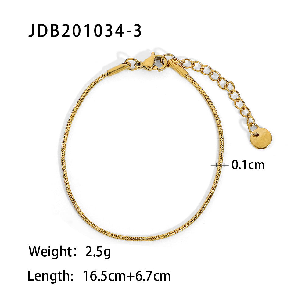 5pcs Niche Gold-Plated Zircon Bracelet With Flash Green Design Advanced Sense Light Luxury Bracelet Does Not Fade Titanium Steel Jewelry