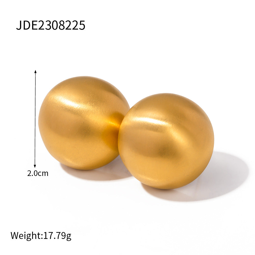 5pcs Titanium Steel Semi-Spherical Earrings Stud New Fashion Temperament Niche Design Women's Advanced Ear