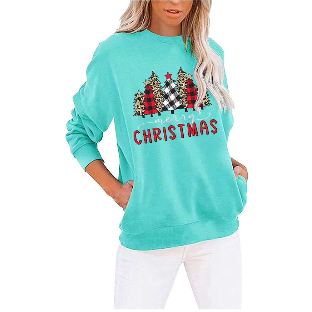 Autumn And Winter New Christmas Printed Hoodie Long-Sleeved Round Neck Hoodie