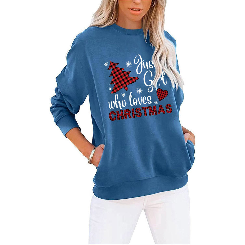 Autumn And Winter New Christmas Printed Hoodie Long-Sleeved Round Neck Hoodie