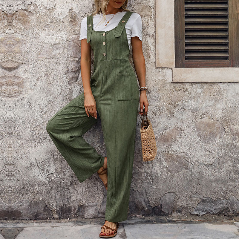 Women's Casual Texture Pants Summer New Loose Pleated One-Piece Overalls