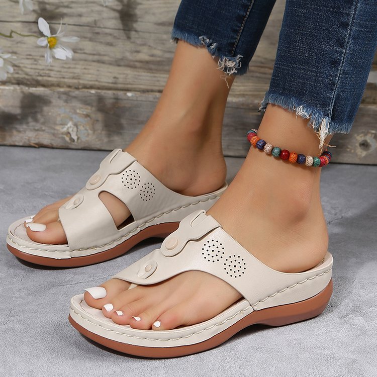 Clip-Toe Casual Plus-Size Shoes Women Cross Overseas Wear Wedge Flat Beach Sandals Women Spot Slippers