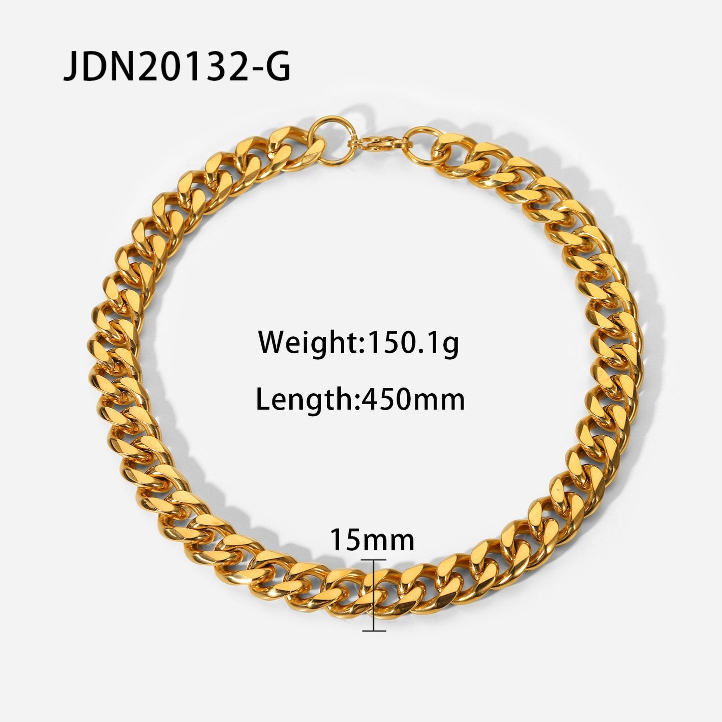 5pcs 15Mm Wide Coarse Curb Chain Necklace Blogger Punk Jewelry Gold Plated Stainless Steel Cuban Chain Necklace For Ladies