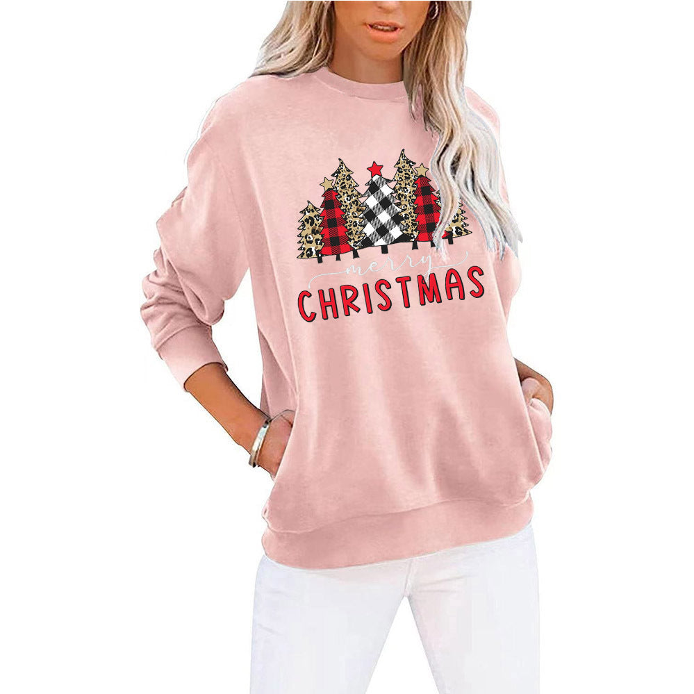 Autumn And Winter New Christmas Printed Hoodie Long-Sleeved Round Neck Hoodie