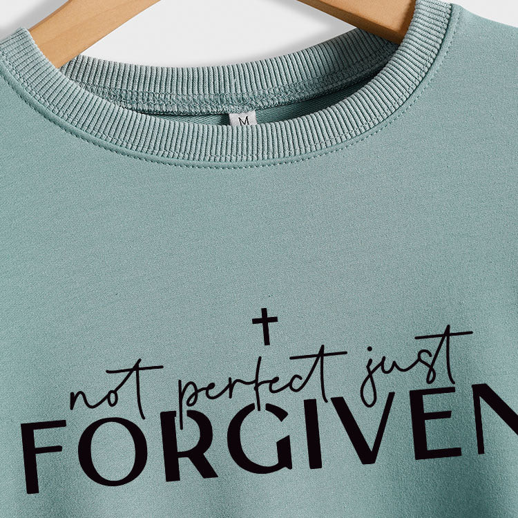 Not Perfect Just Forgiven Fashion Plus Size Long-Sleeved Crew-Neck Hoodie