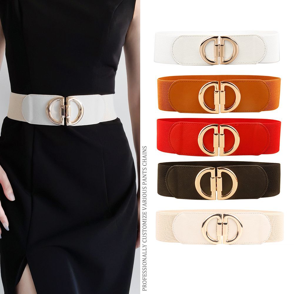 5 pcs Elastic Belt Women Wide Waist Cover Simple With Dress Decoration Belt Waist Elastic Buckle Retro