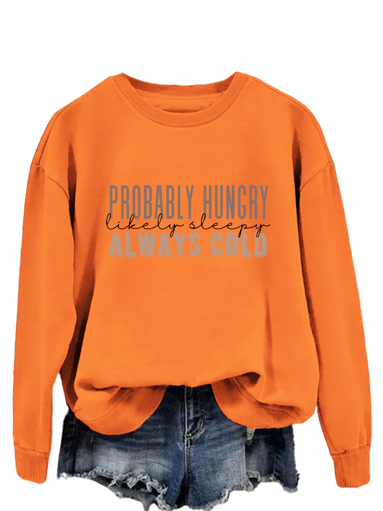 Trendy Tops Are Probably Hungry For Fun Printed Long-Sleeved Hoodies