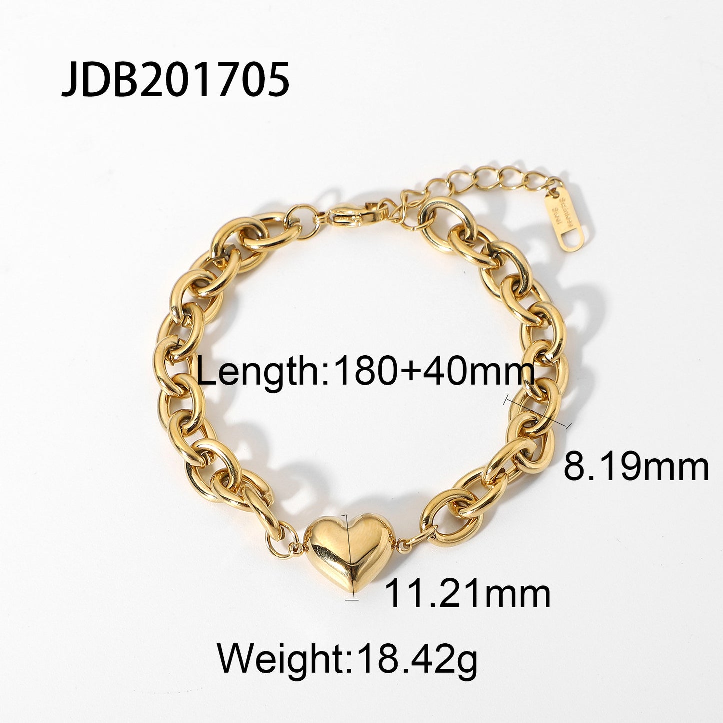 5pcs 14K Gold Thick O Chain Love Titanium Steel Bracelet Women's Fashion Retro Style Stainless Steel Bracelet