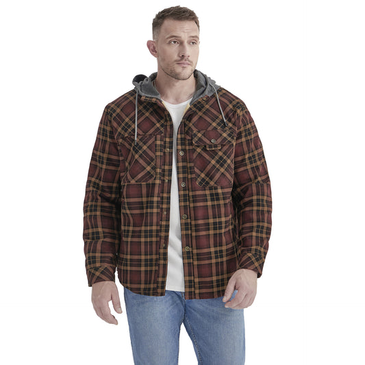 Men's Coat Plaid Shirt Plus Fleece Large Size Winter Windproof Warm Hooded Cotton Jacket