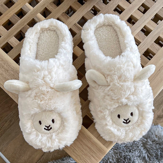 Winter Lovely Home Sheep Cotton Slippers Male And Female Couples Warm Students Home Indoor Non-Slip Plush Cotton Slippers